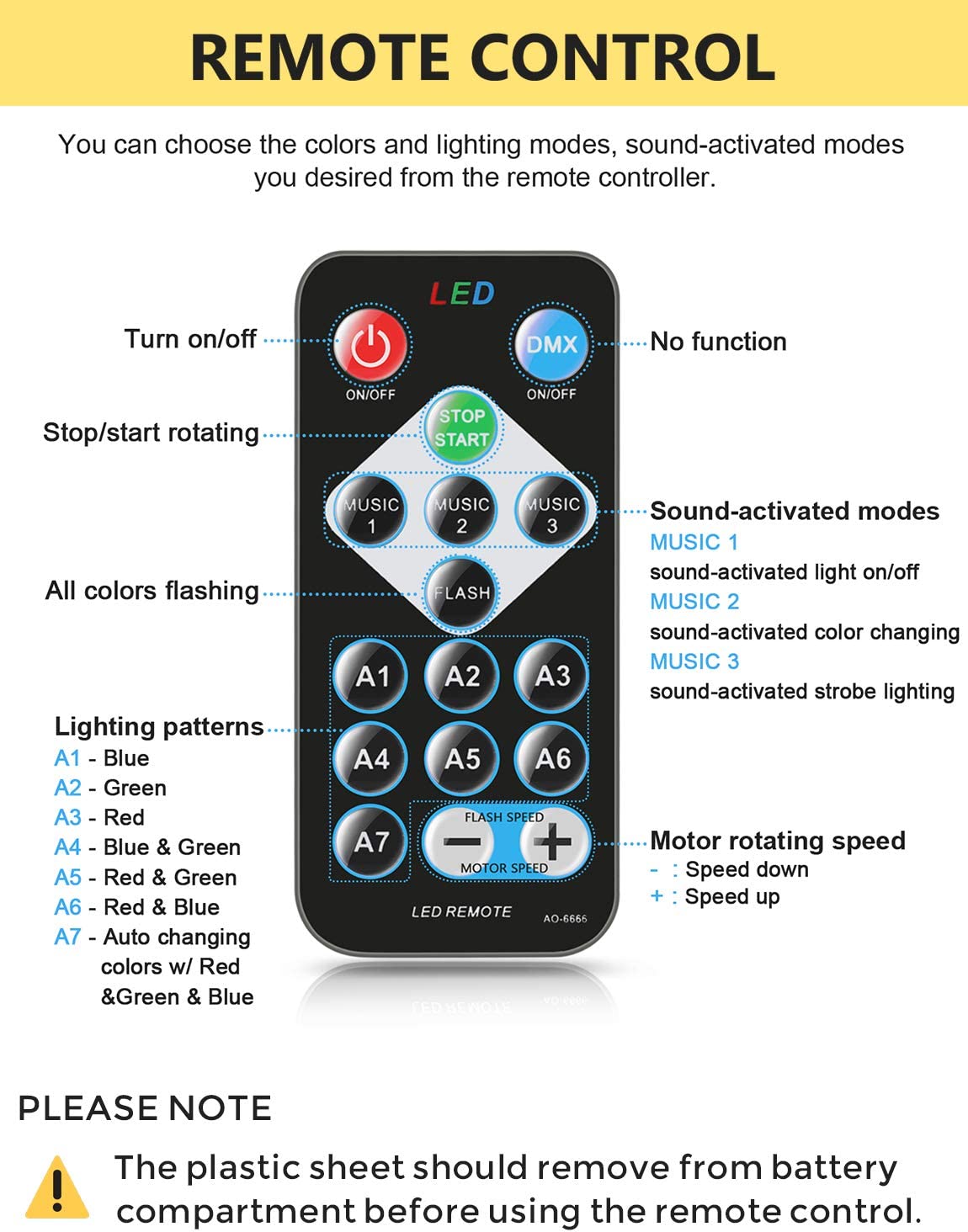 Luces de fiesta activadas por sonido | Control remoto de iluminación