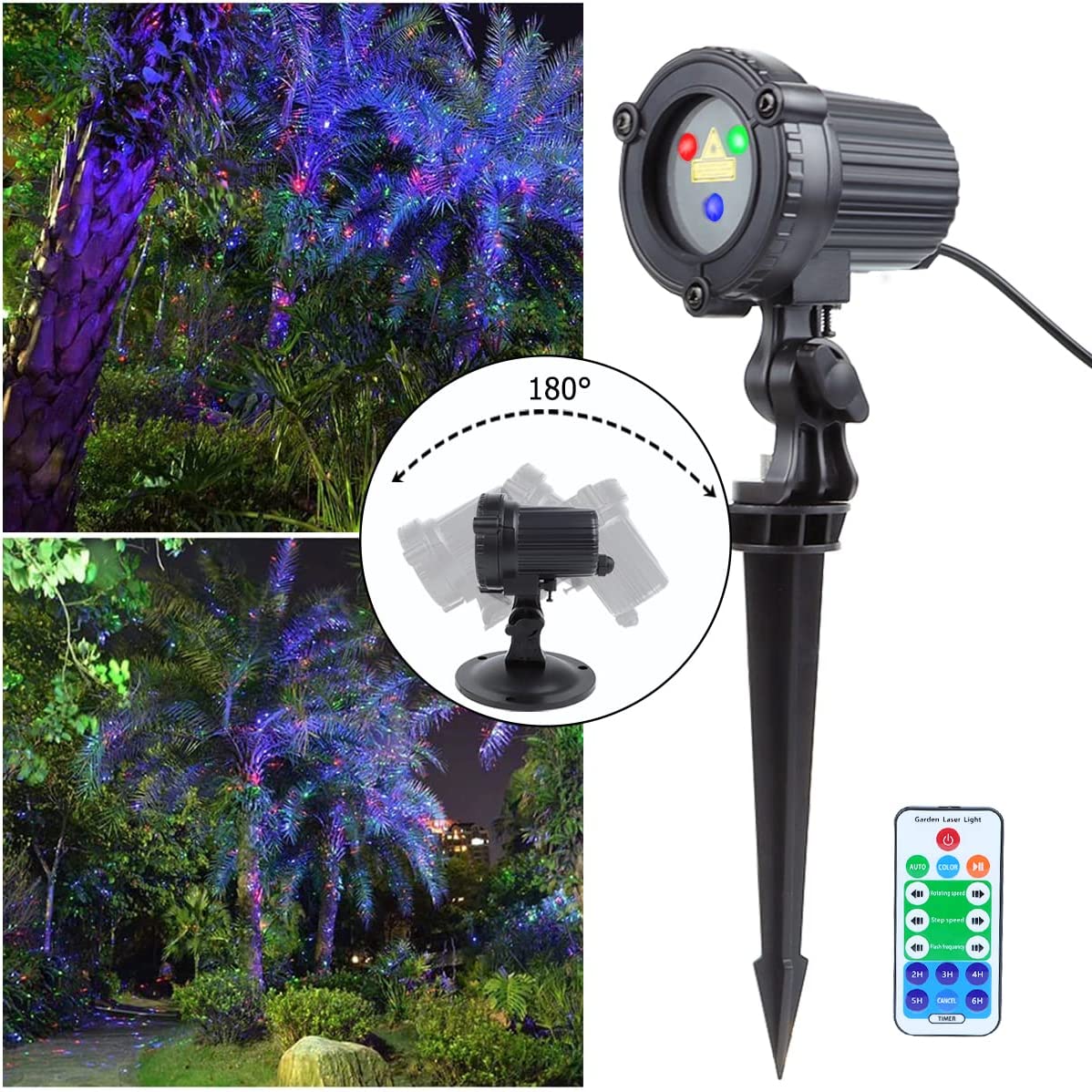 Luces láser proyector al aire libre | 3 colores | A prueba de agua | Caiyue