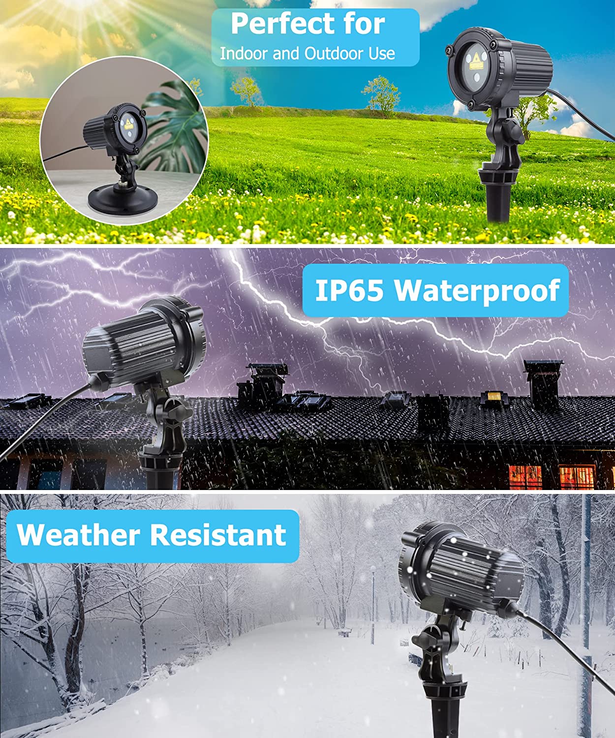 Luces láser proyector al aire libre | 3 colores | A prueba de agua | Caiyue