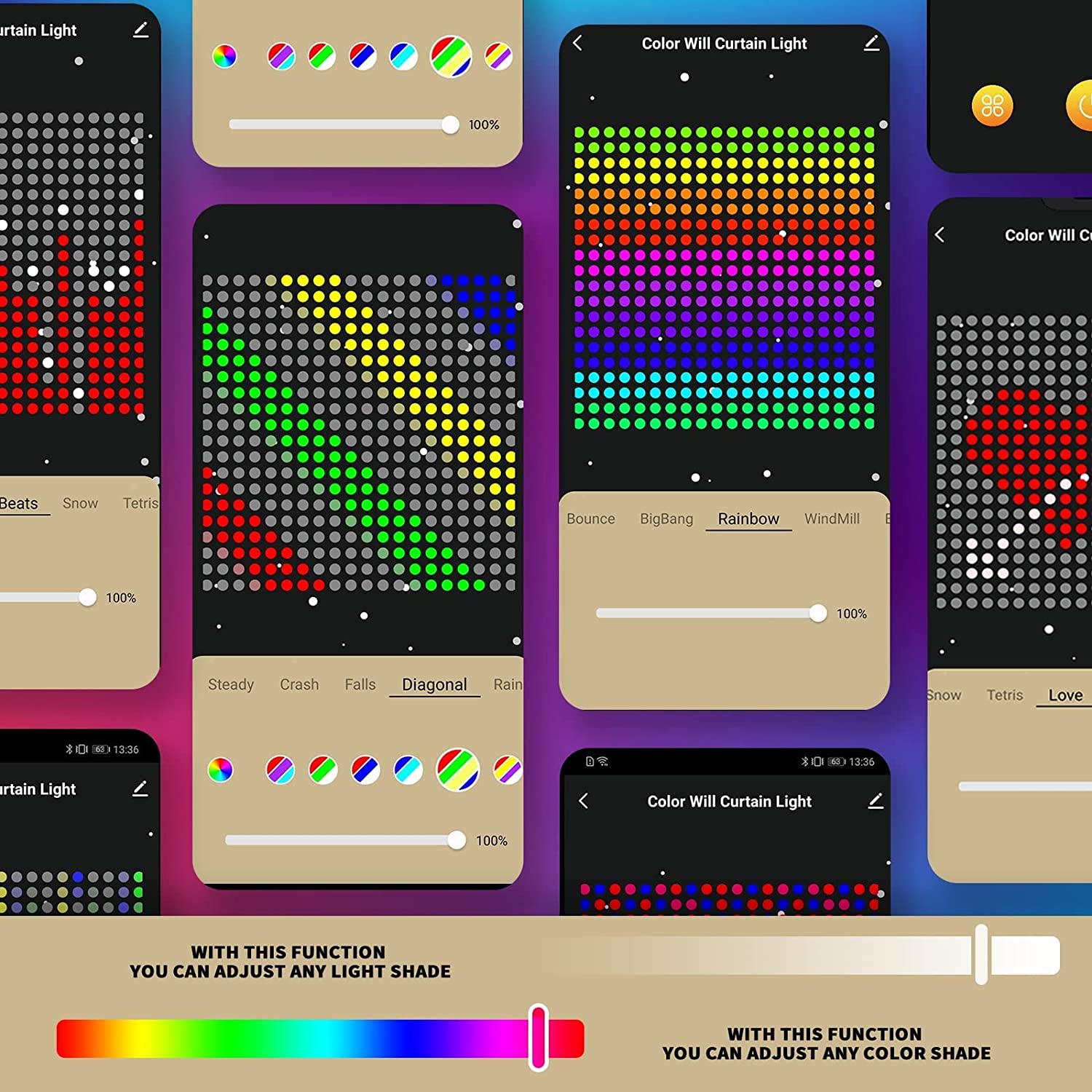 Luces Led de cortina que cambian de color inteligentes Vanthylit