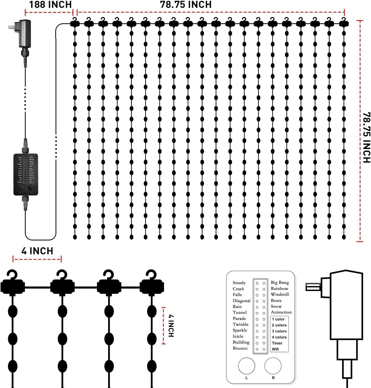 Luces Led de cortina que cambian de color inteligentes Vanthylit