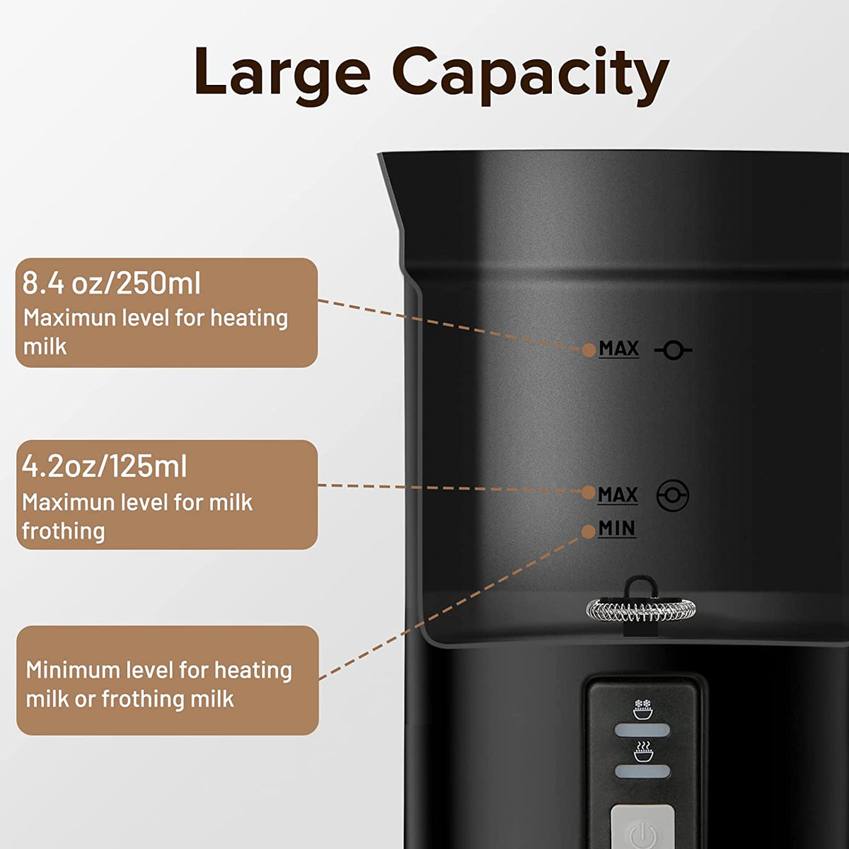 Espumador de leche | Eléctrico de acero inoxidable
