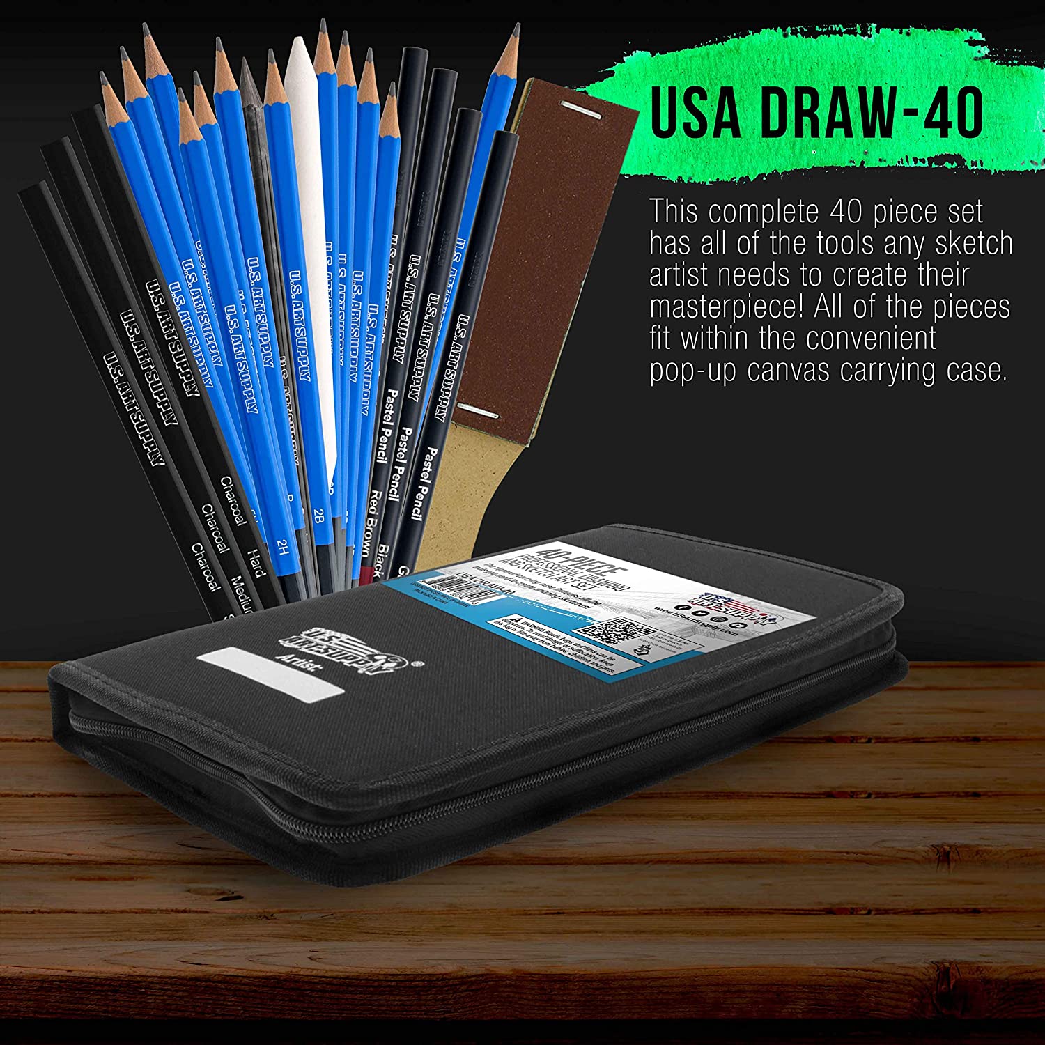 Juego de arte de dibujo y bocetos de 40 piezas