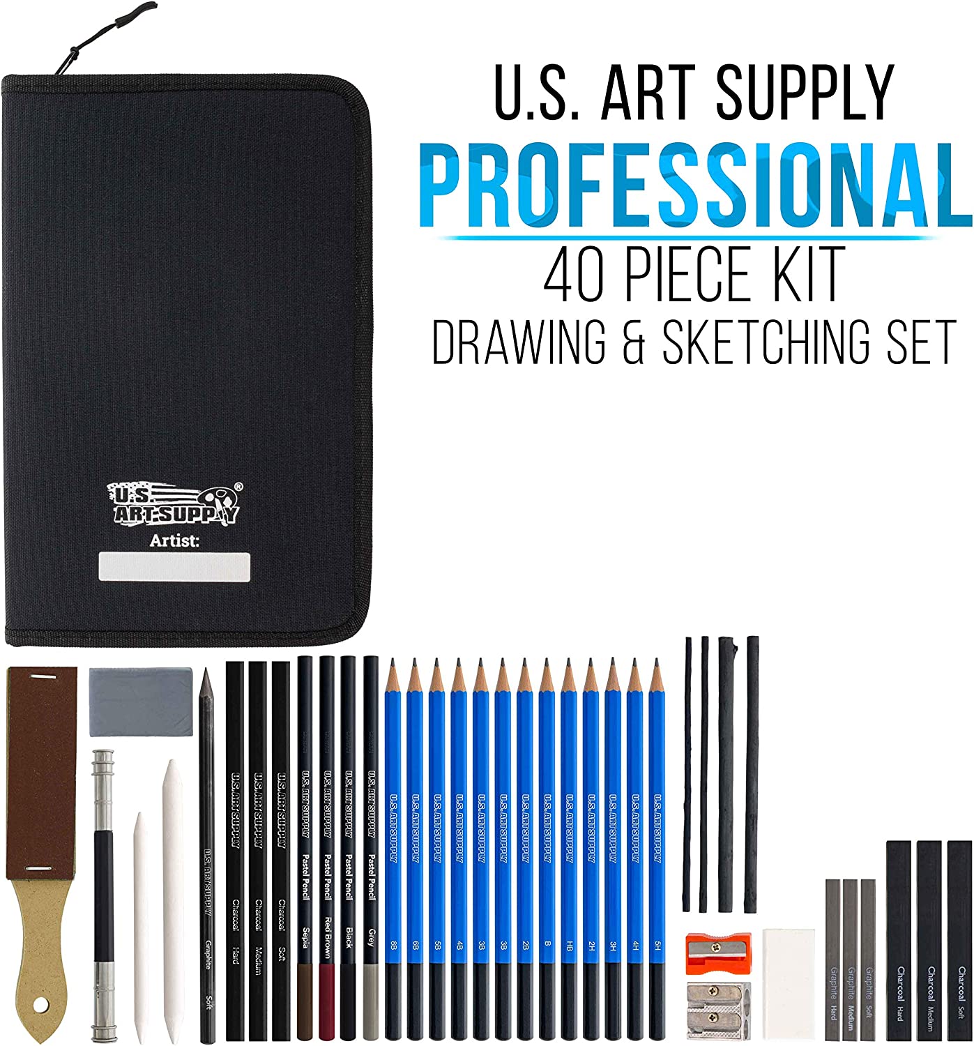 Juego de arte de dibujo y bocetos de 40 piezas