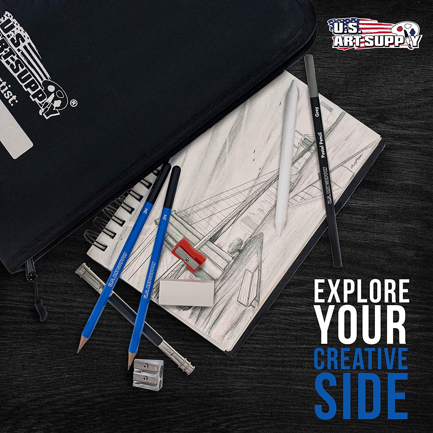 Juego de arte de dibujo y bocetos de 40 piezas