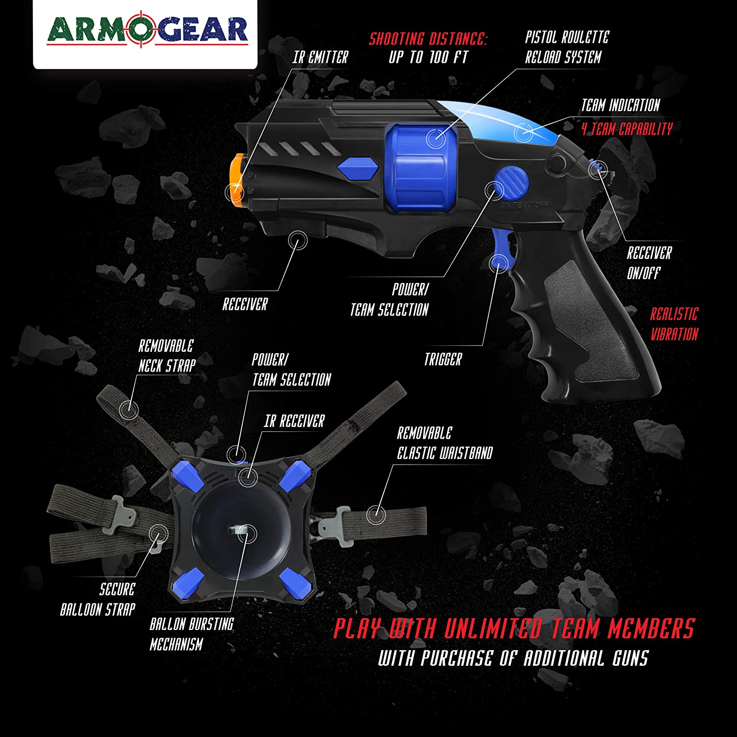 Juego de disparos con láser Paquete de 2 globos con etiquetas láser para niños