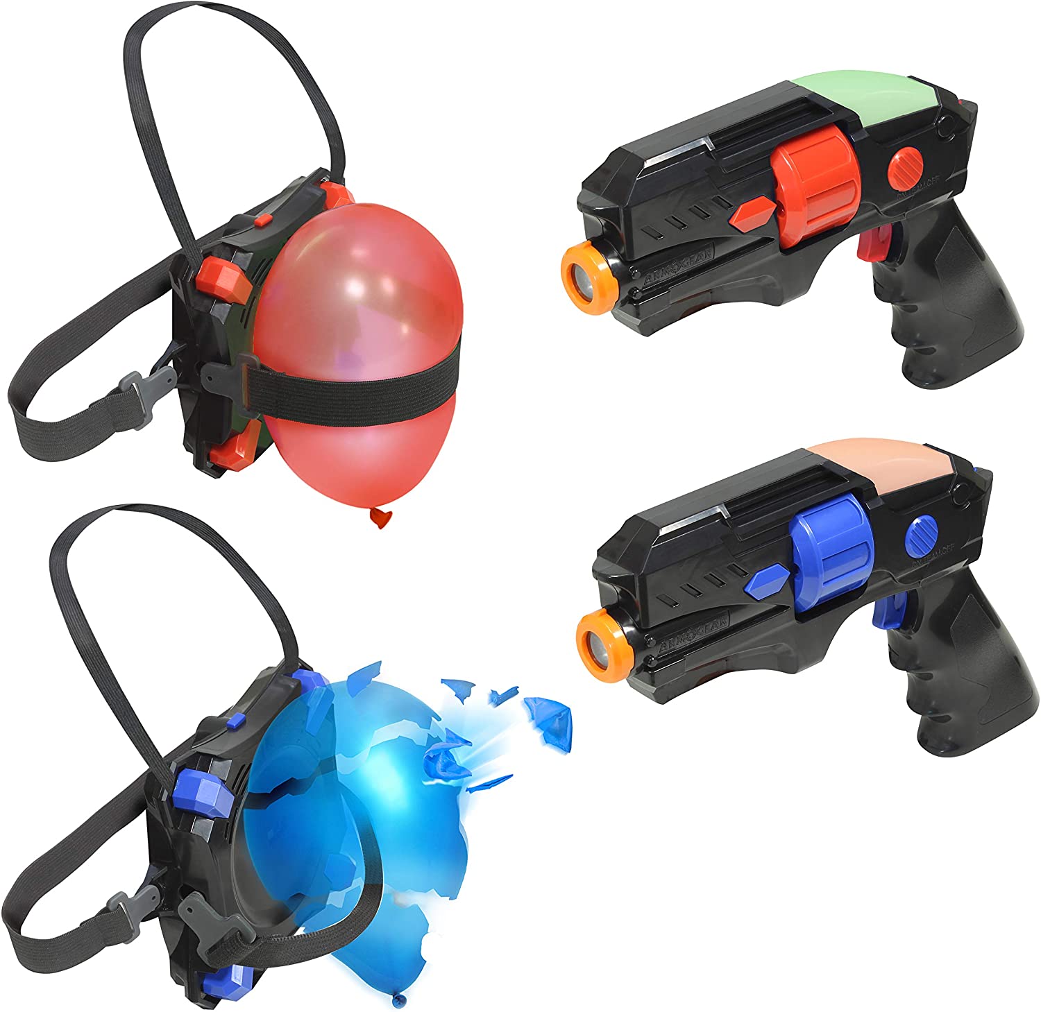 Juego de disparos con láser Paquete de 2 globos con etiquetas láser para niños