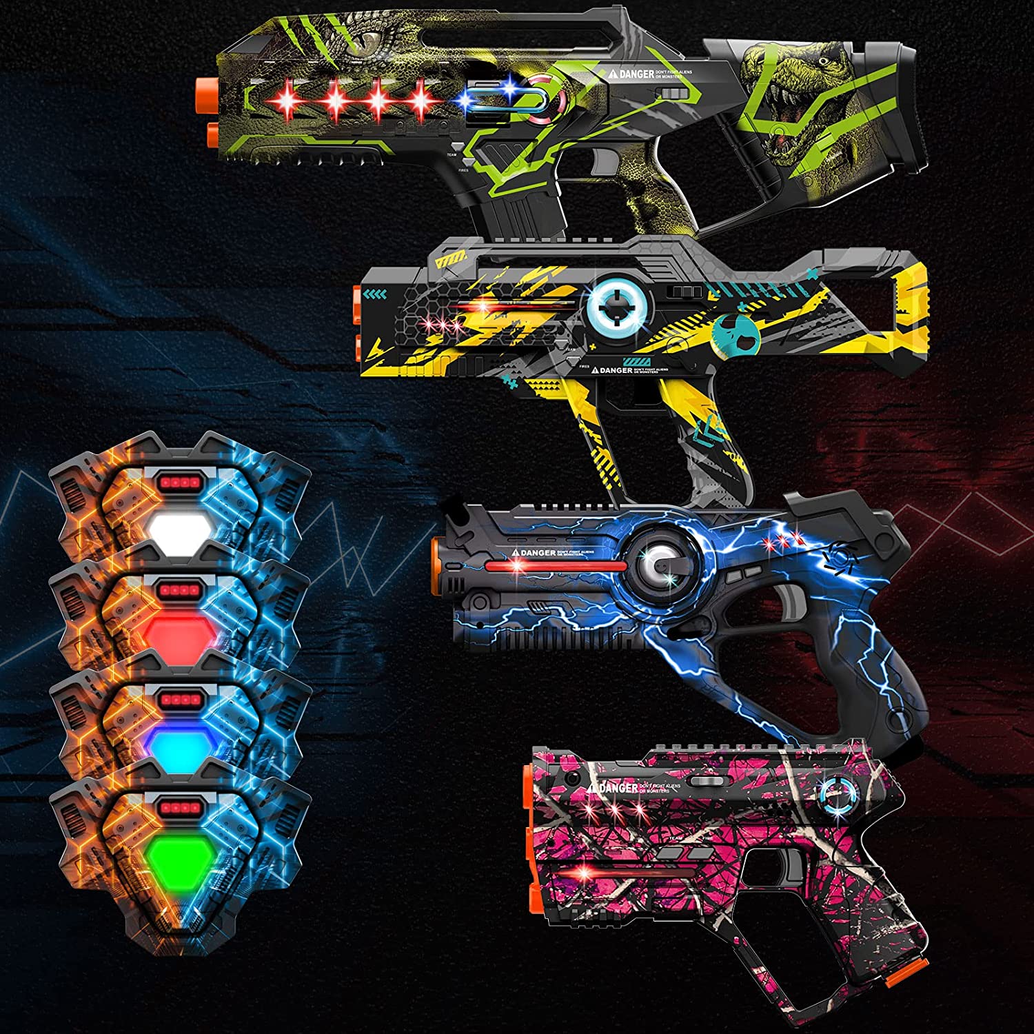 Juego de 4 etiquetas Lazer con pistola y chaleco Winyea Tag