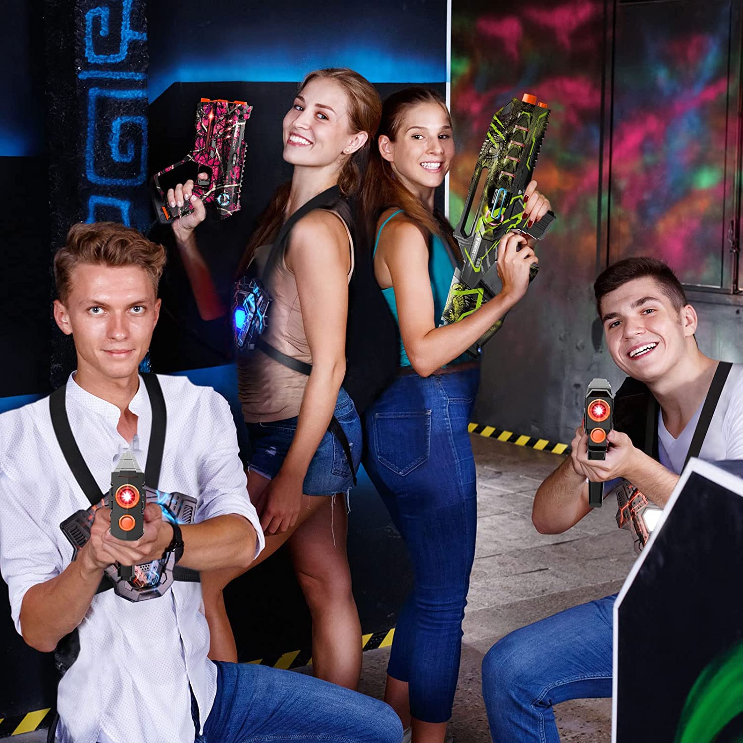 Juego de 4 etiquetas Lazer con pistola y chaleco Winyea Tag