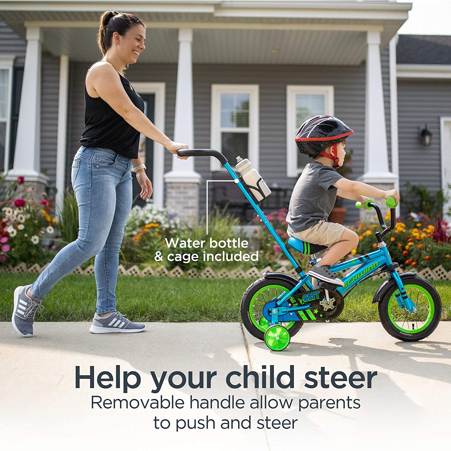 Bicicleta para niños principiantes con mango de dirección