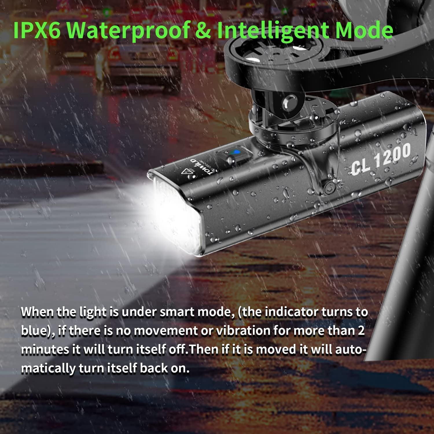 Luz de bicicleta recargable 1200 lúmenes Towild