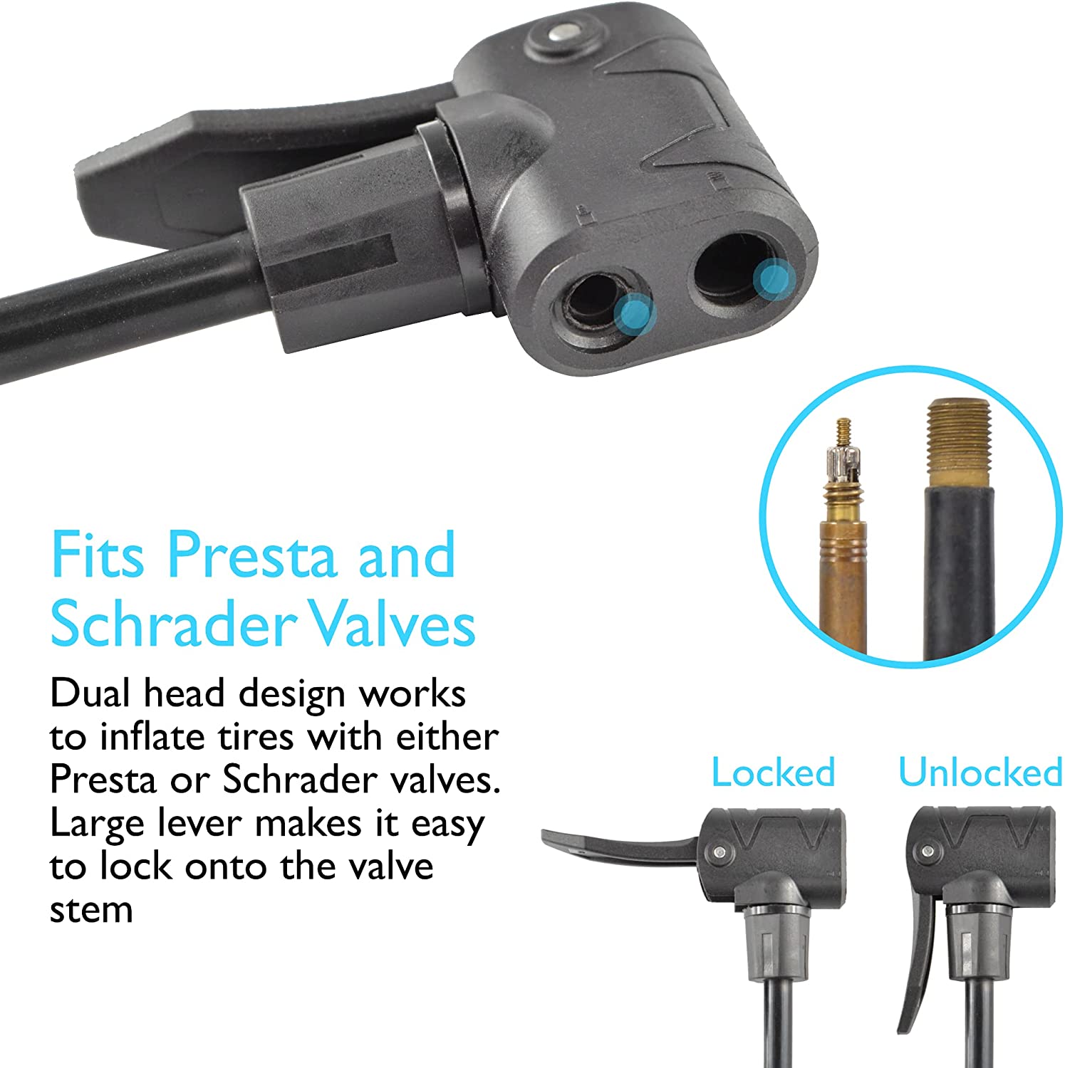 Bombín de piso para bicicleta | Incluye kit de pinchazos sin pegamento