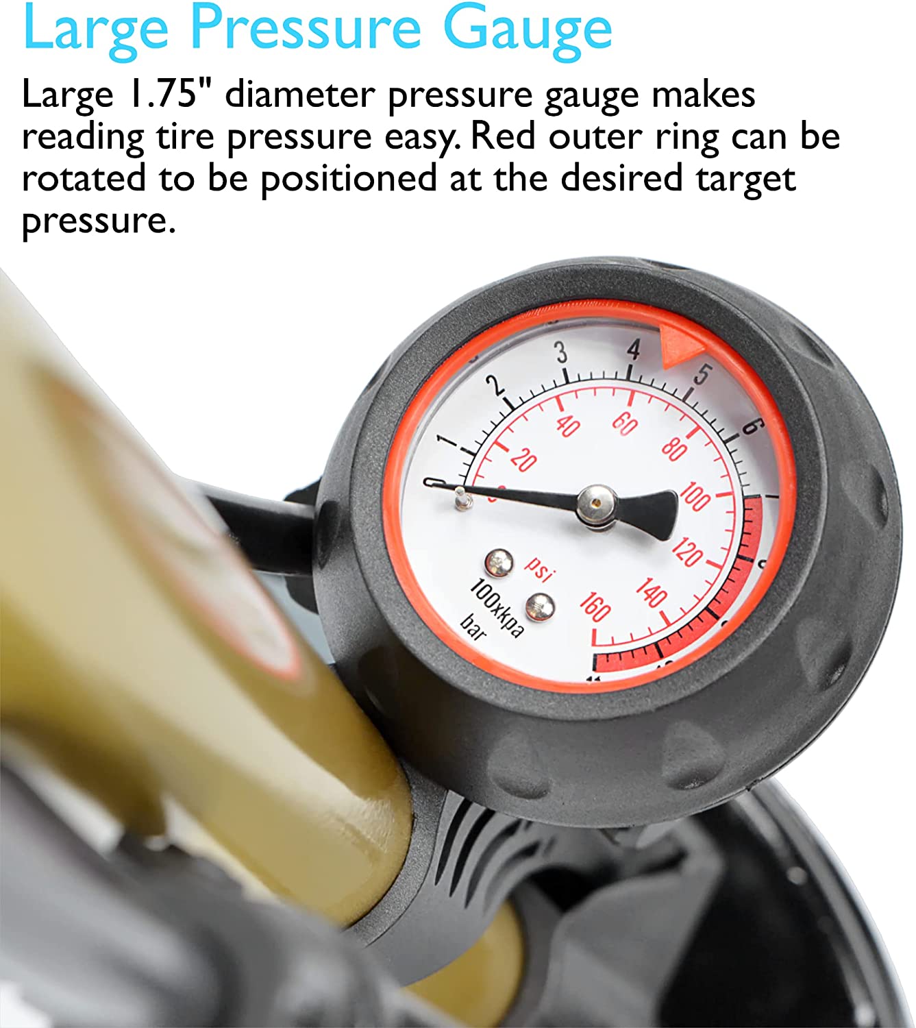 Bombín de piso para bicicleta | Incluye kit de pinchazos sin pegamento