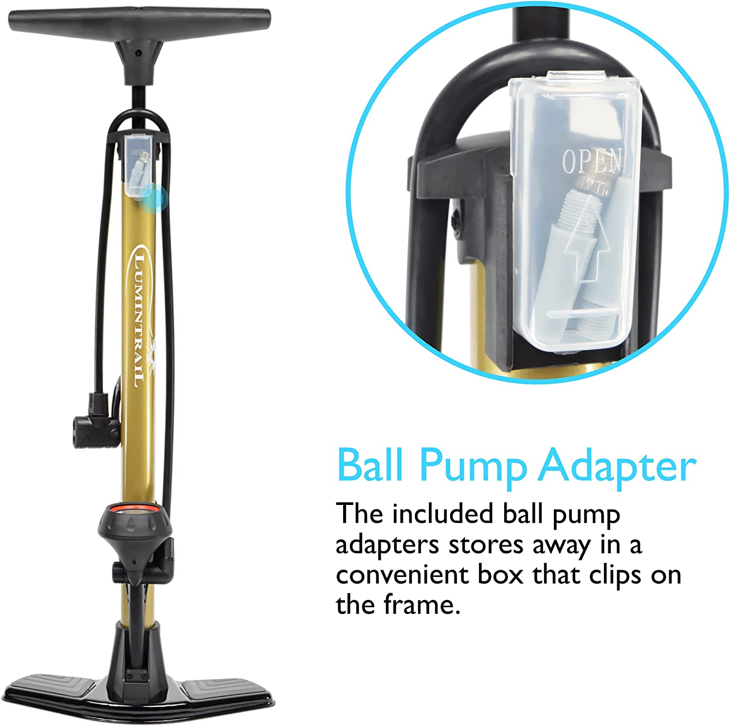 Bombín de piso para bicicleta | Incluye kit de pinchazos sin pegamento