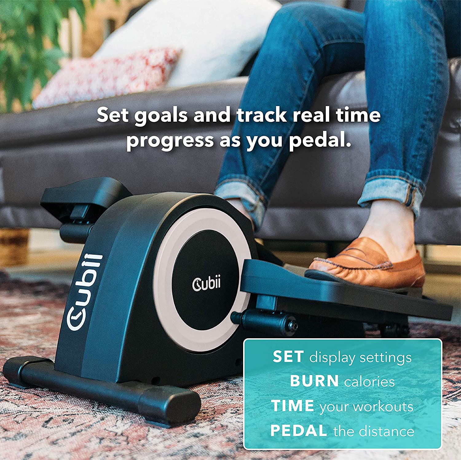 Set bicicleta elíptica para uso sentado con pesas y tapete de entrenamiento