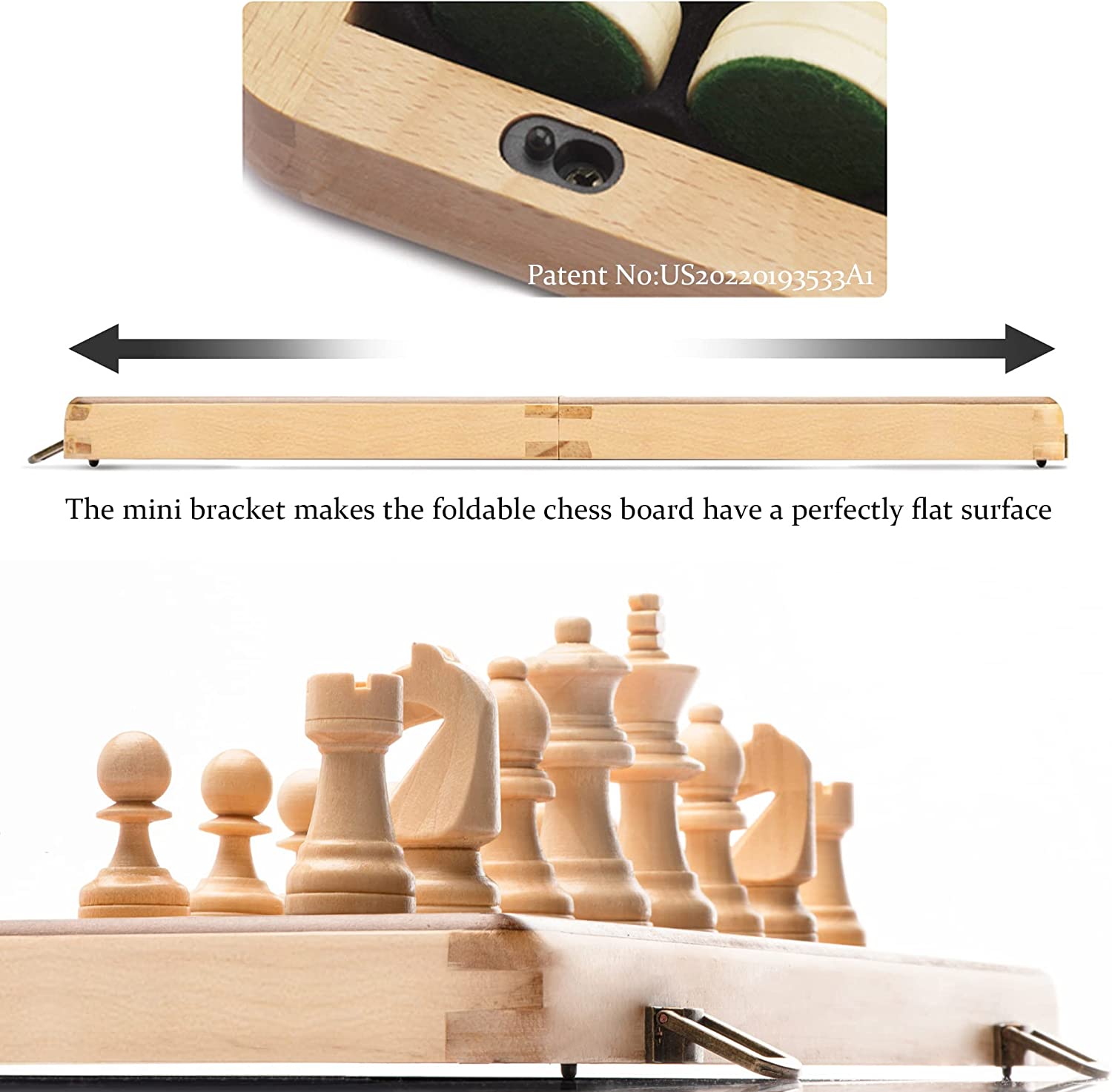 Juego de ajedrez y damas de madera plegable A&A