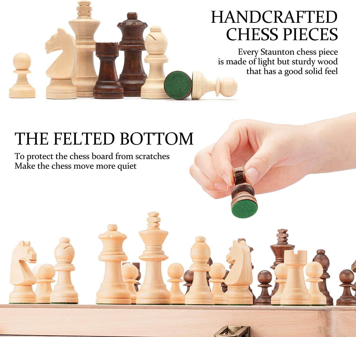 Juego de ajedrez y damas de madera plegable A&A