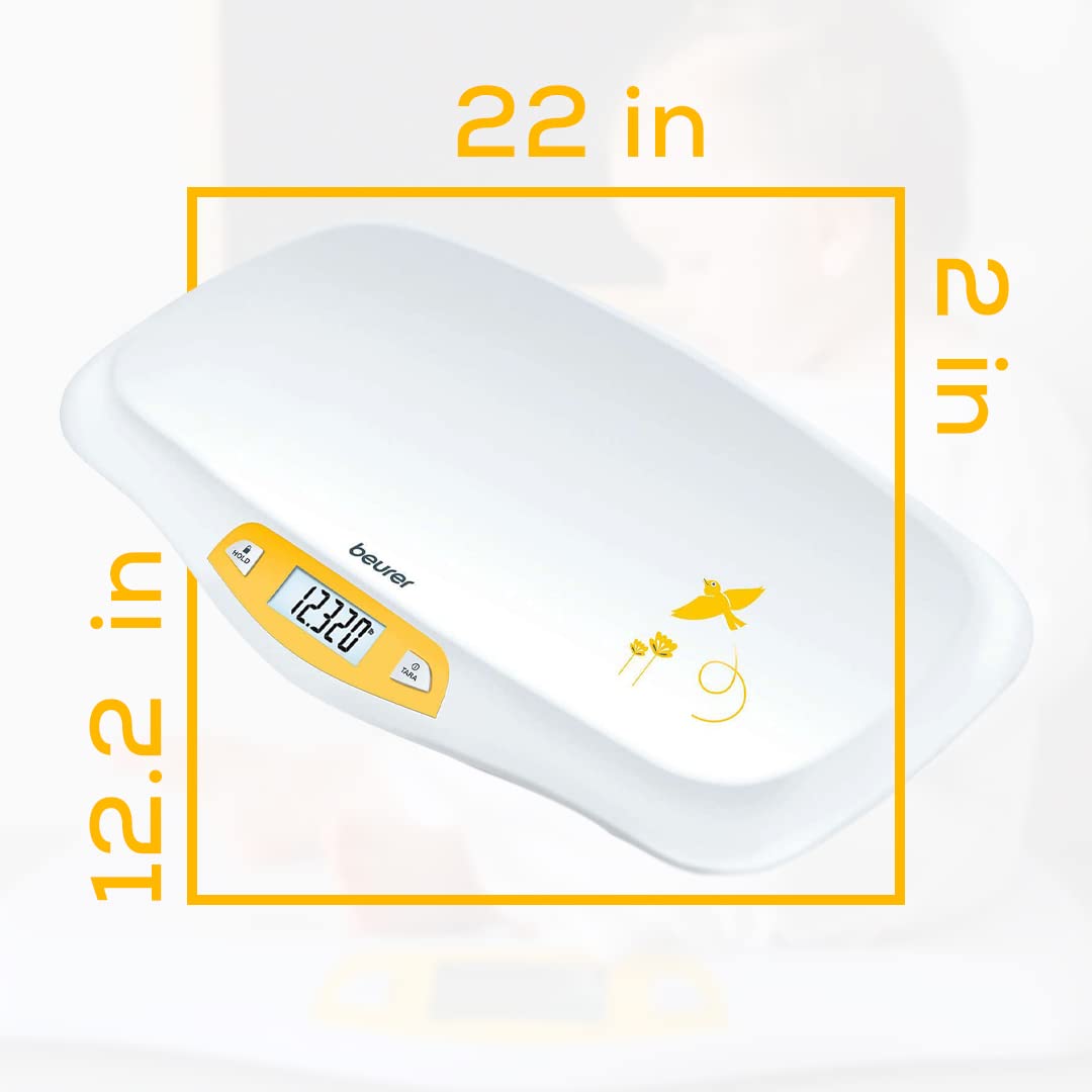 Balanza digital de bebé con cómoda plataforma curva Beurer