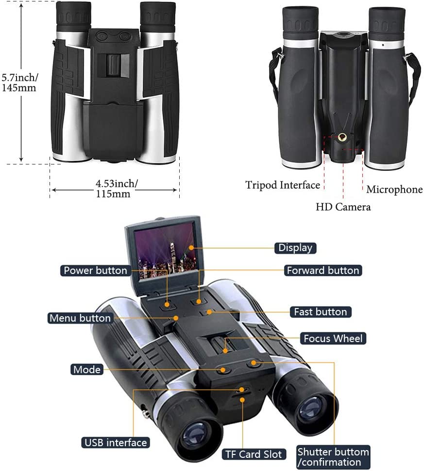 Binoculares digitales | Cámara de telescopio | Pantalla LCD de 2"