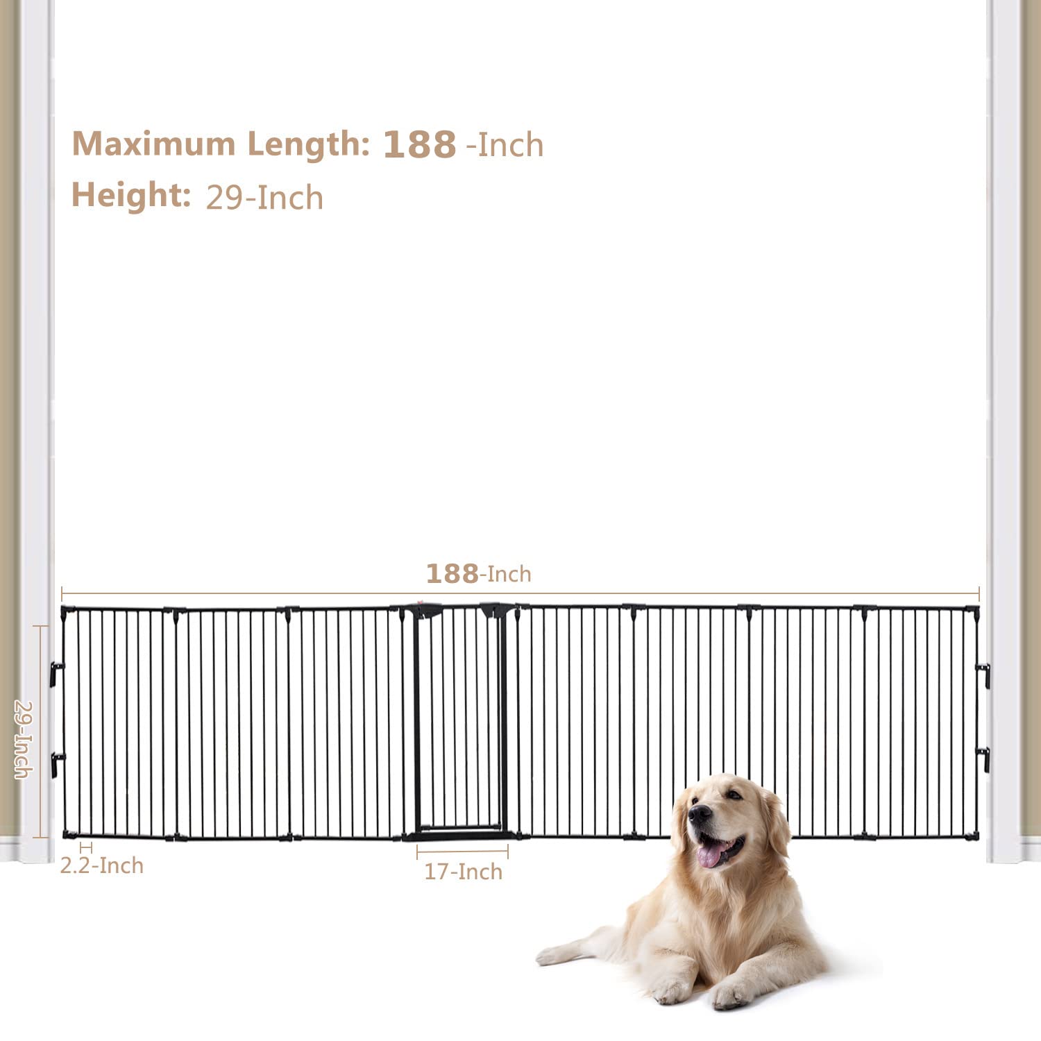 Puerta de seguridad de 8 paneles para bebés de metal