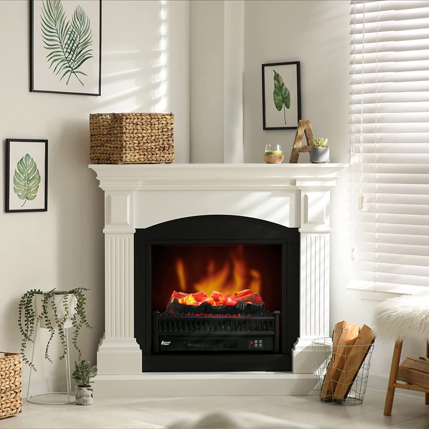Chimenea eléctrica con troncos con control remoto