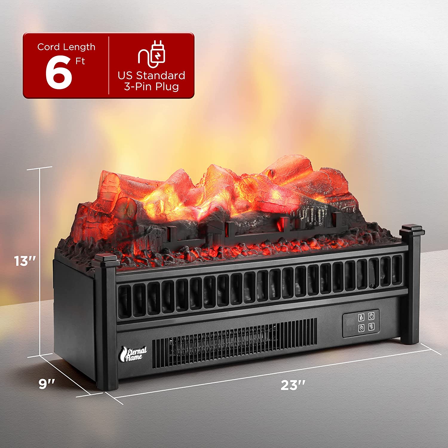 Chimenea eléctrica con troncos con control remoto