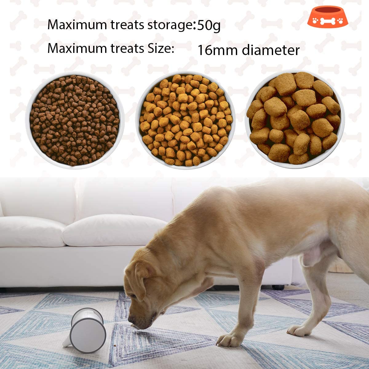 Cámara móvil Full HD para mascotas con dispensador de golosinas