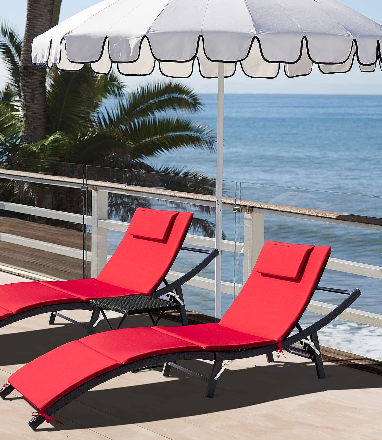 Juego de reposeras para exteriores | Respaldo ajustable | 3 piezas | Devoko