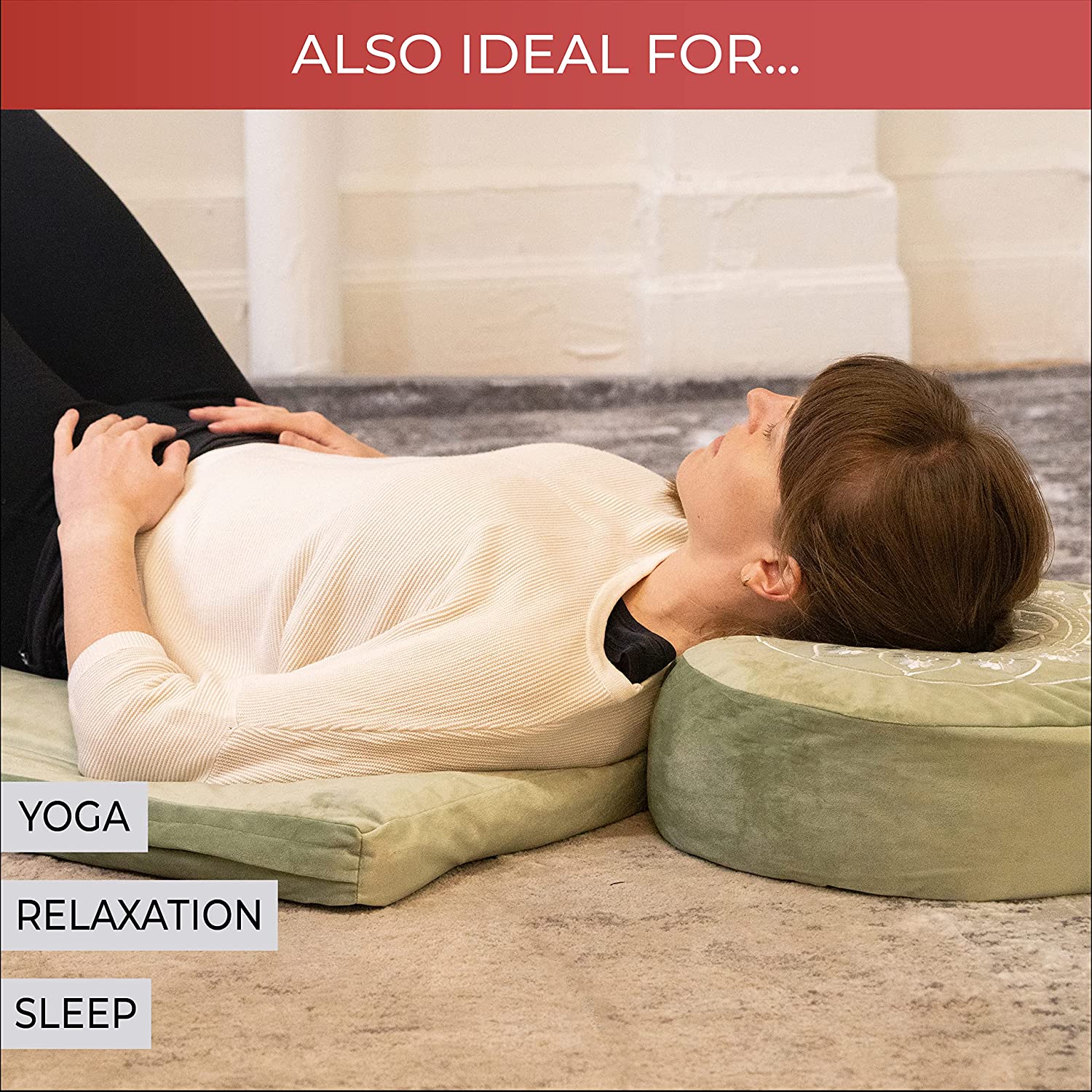 Cojín de meditación | Tradicional tibetana con funda de terciopelo