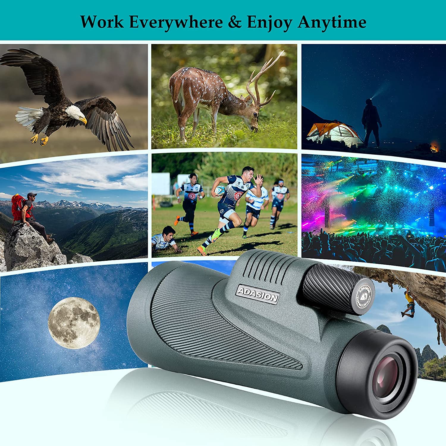 Telescopio monocular HD con adaptador para teléfono