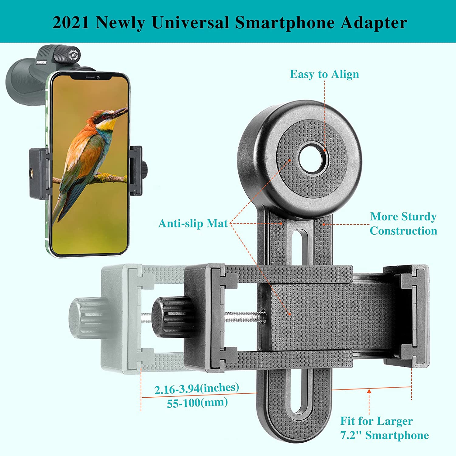 Telescopio monocular HD con adaptador para teléfono