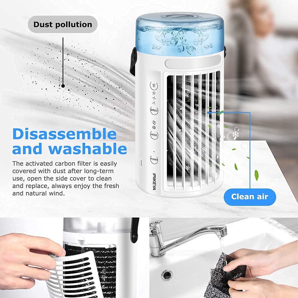 Ventilador de aire acondicionado portátil 4 en 1, USB, mini enfriador de aire