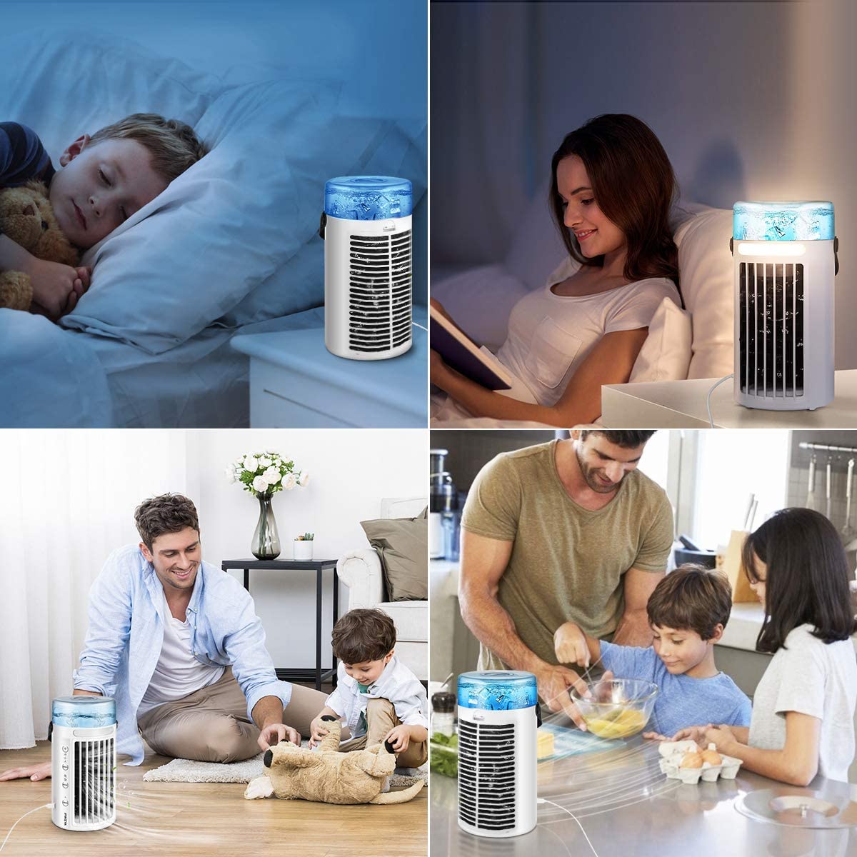 Ventilador de aire acondicionado portátil 4 en 1, USB, mini enfriador de aire