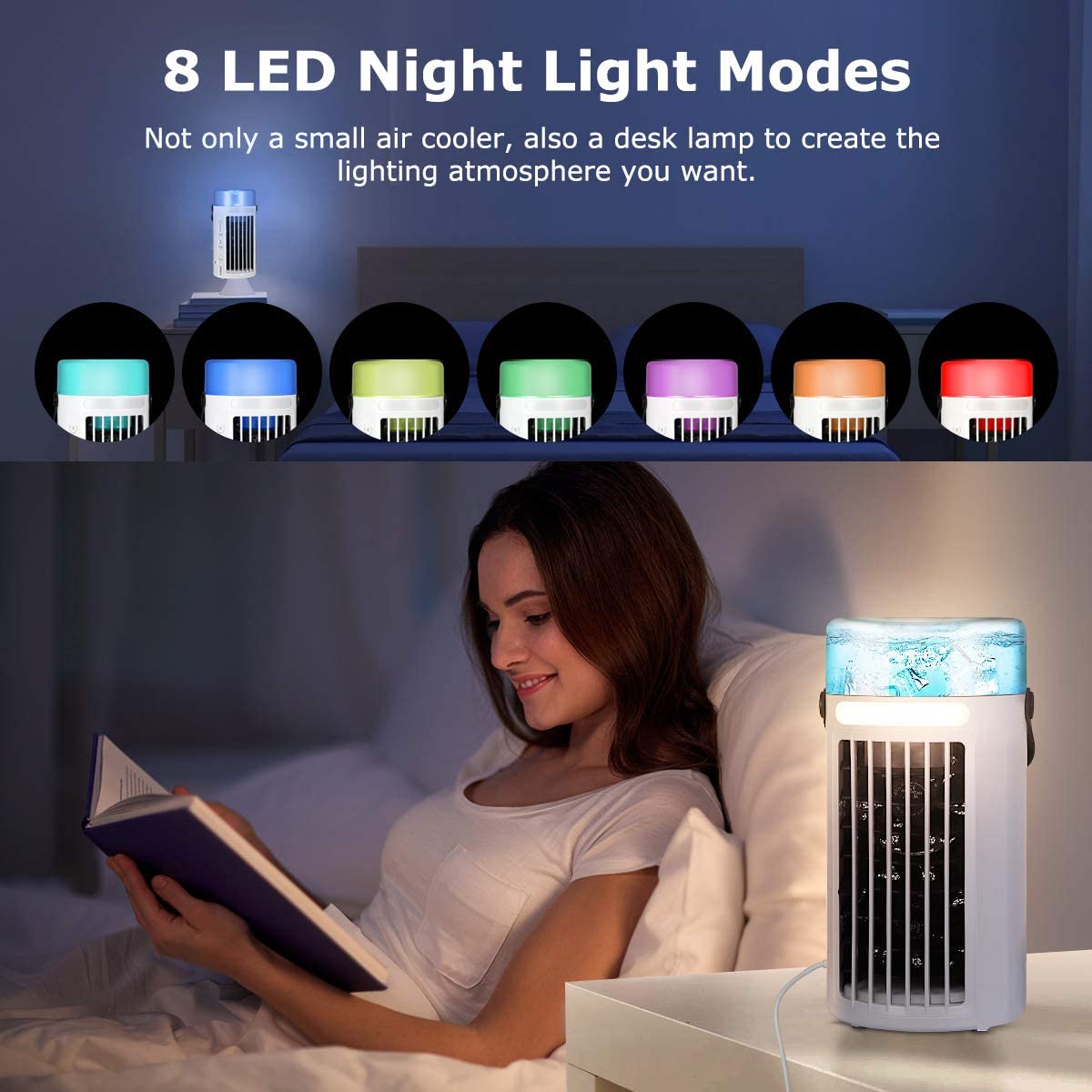 Ventilador de aire acondicionado portátil 4 en 1, USB, mini enfriador de aire