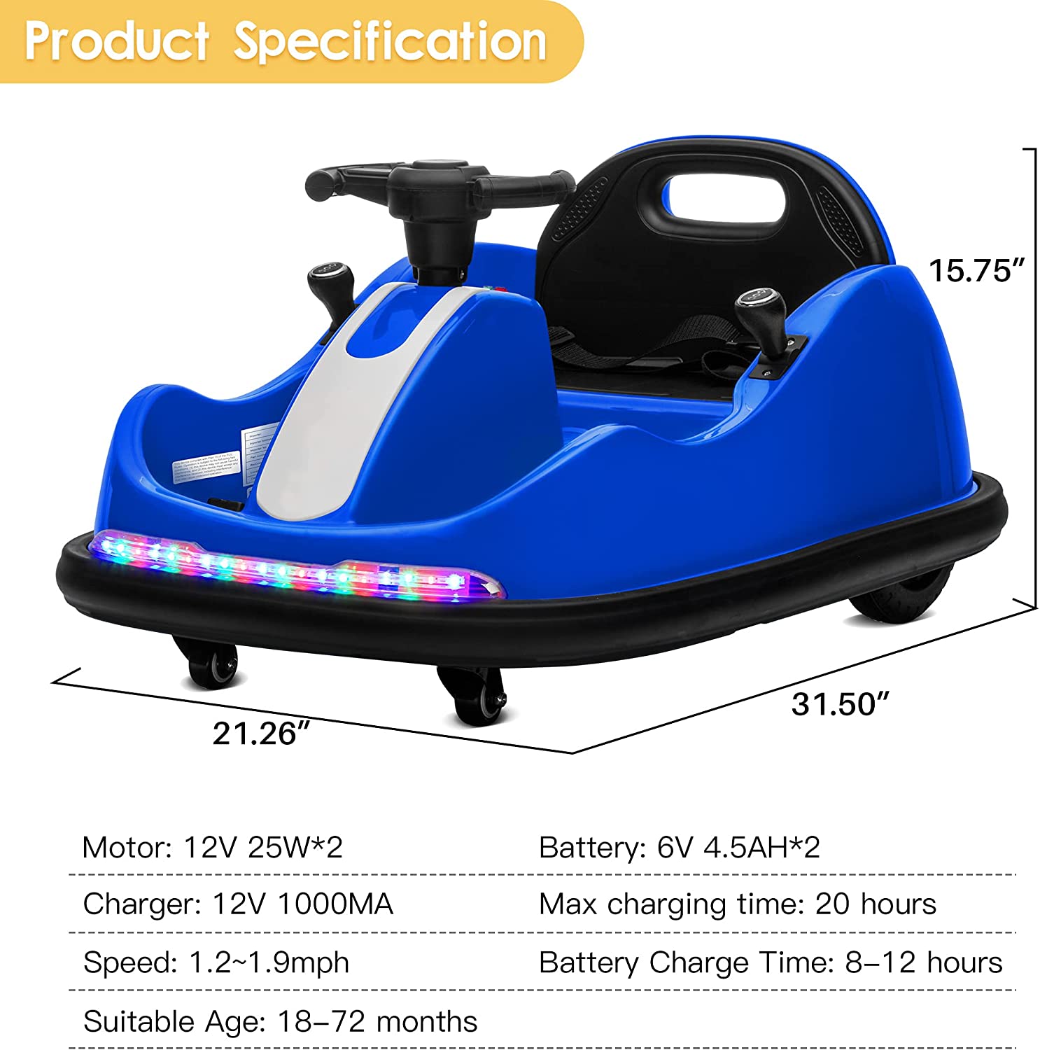 Auto chocador de carreras de 12 V para niños | Eléctrico con control remoto