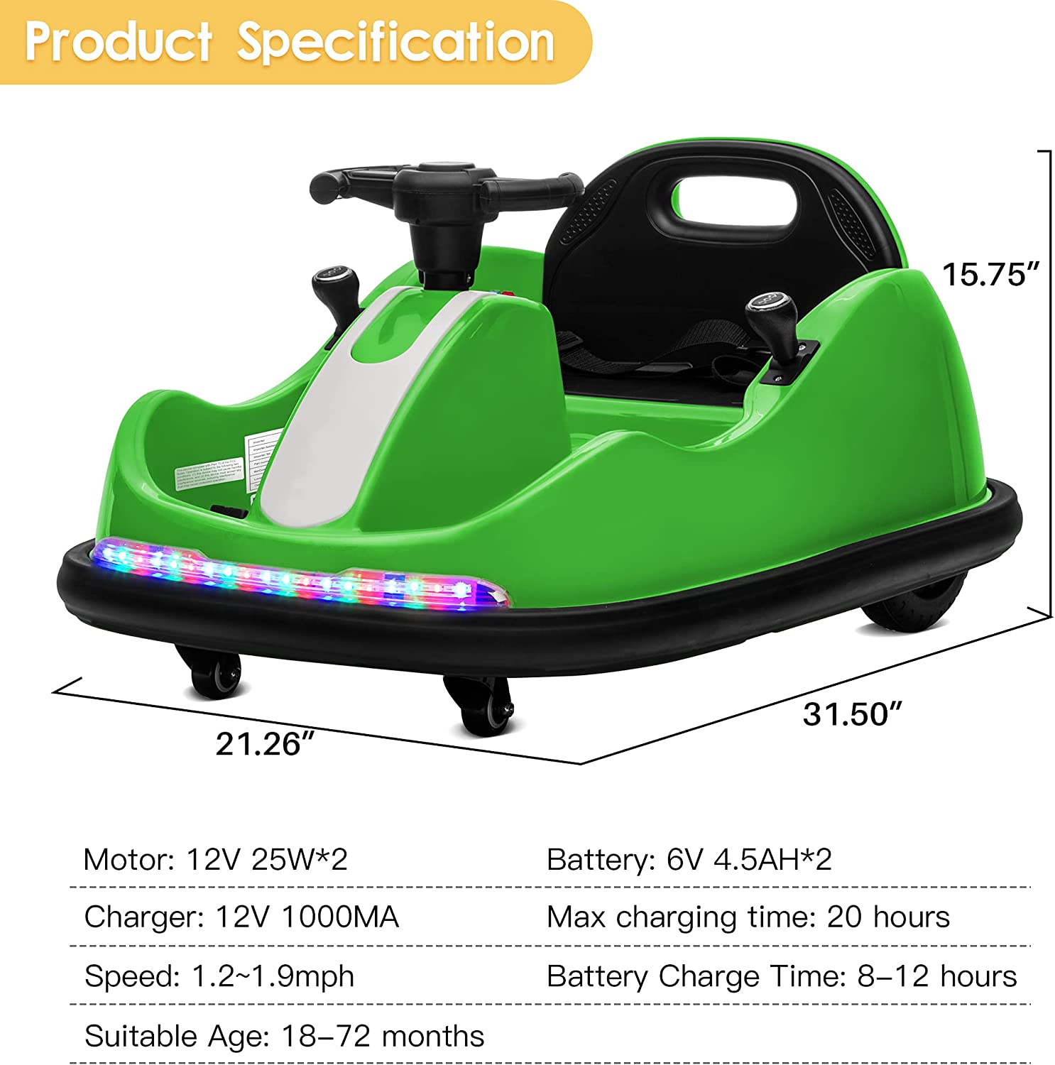 Auto chocador de carreras de 12 V para niños | Eléctrico con control remoto