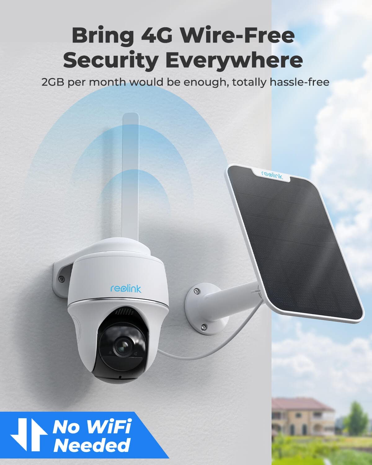 Cámara de seguridad celular 4G LTE para exteriores con panel solar sin wifi