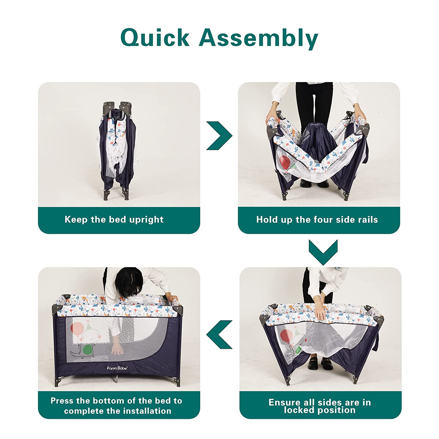 Corral portátil para cuna con colchón y bolsa de transporte | Azul
