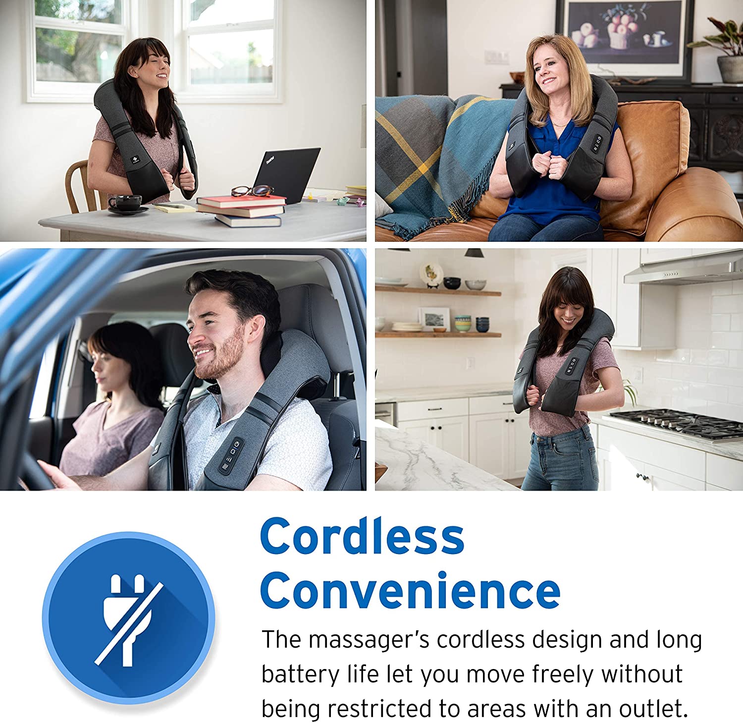 Masajeador Shiatsu inalambrico con calor