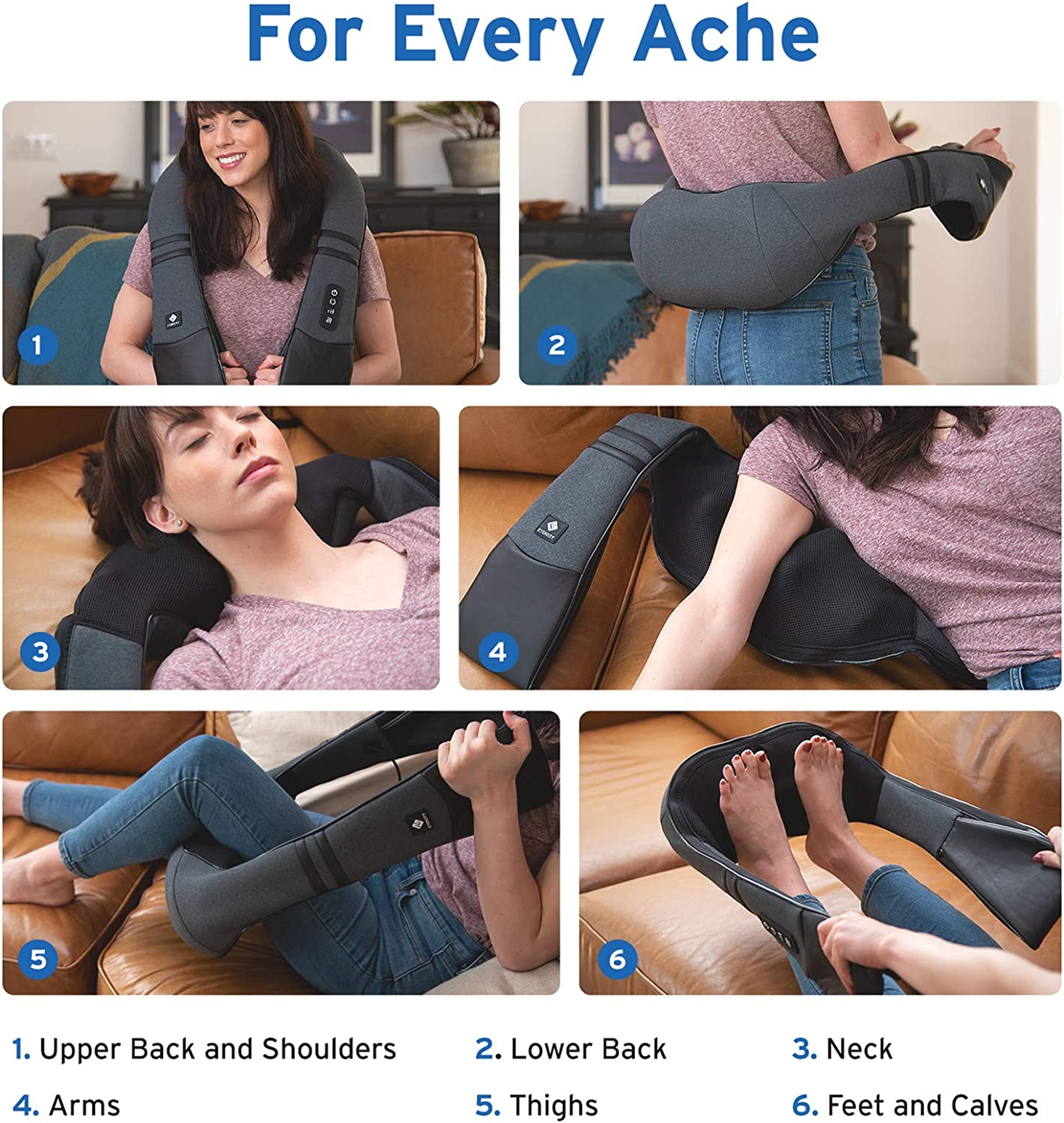 Masajeador Shiatsu inalambrico con calor