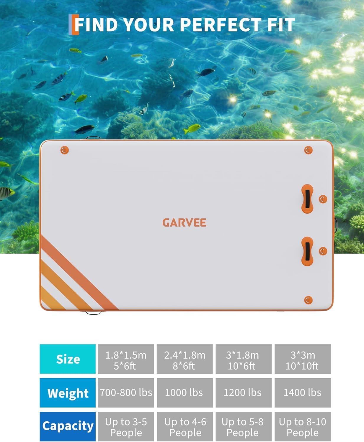 Muelle flotante inflable 3 x 3 mts - Garveelife