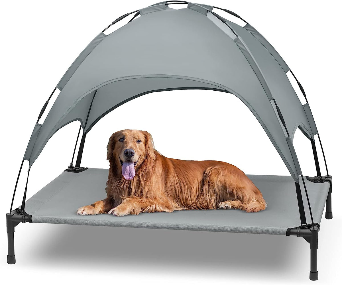 Cama elevada con toldo | Mascotas grandes | Portátil | 42x30x36 pulgadas