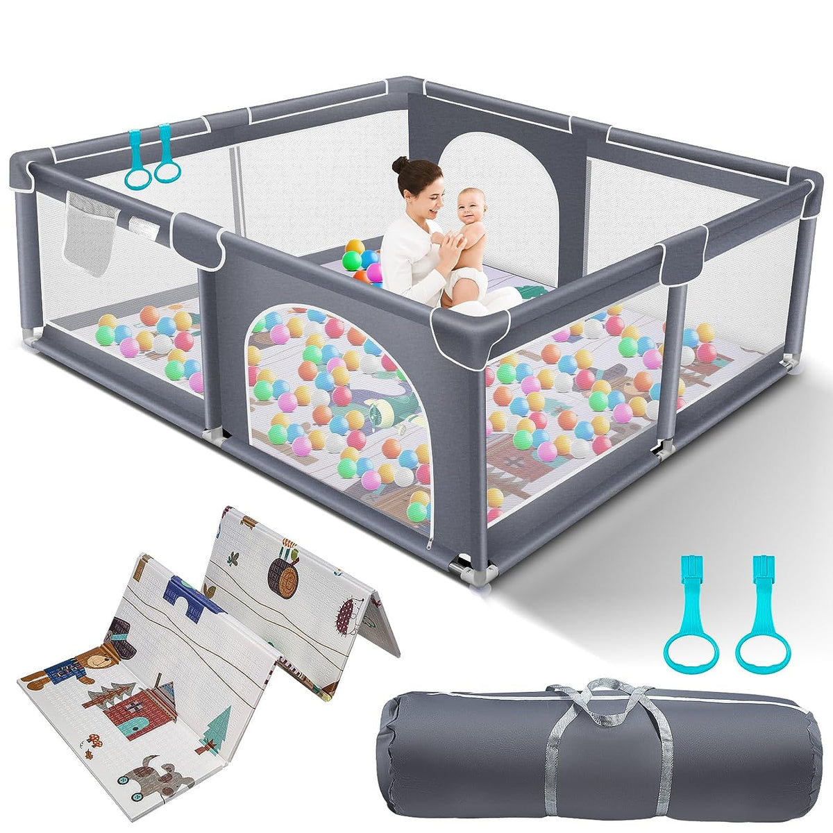 Corralito para Bebés | Para interiores y exteriores 180 cm x 150 cm