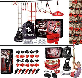 Kit de obstáculos (10 Obstáculos) + Kit polea Ninja + Kit de escalada árboles