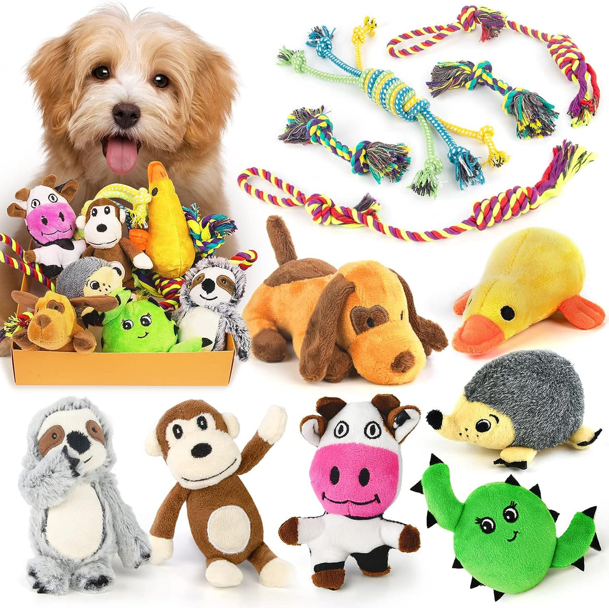 Paquete de 12 juguetes de peluche algodón para tu mascota