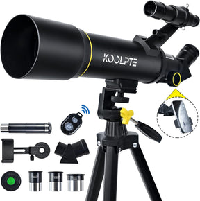 Telescopio de viaje portátil con trípode, adaptador de teléfono, bolsa de transporte, control remoto