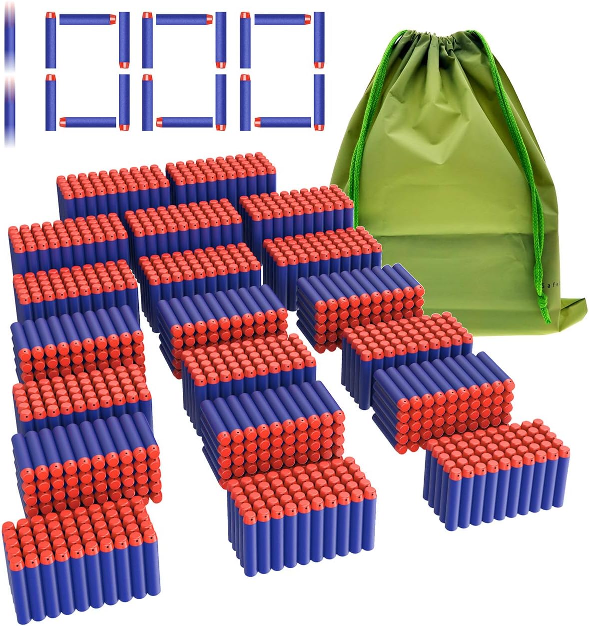 Juego de 1000 dardos esponja azules con bolsa de almacenamiento