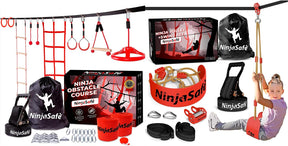 Kit de obstáculos (10 Obstáculos) + Kit polea Ninja para niños y niñas