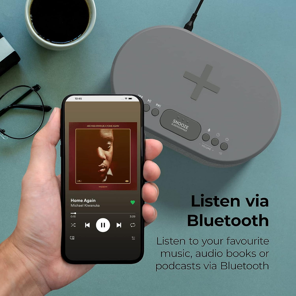 i-box Reloj Despertador Bluetooth con cargador USB con altavoz