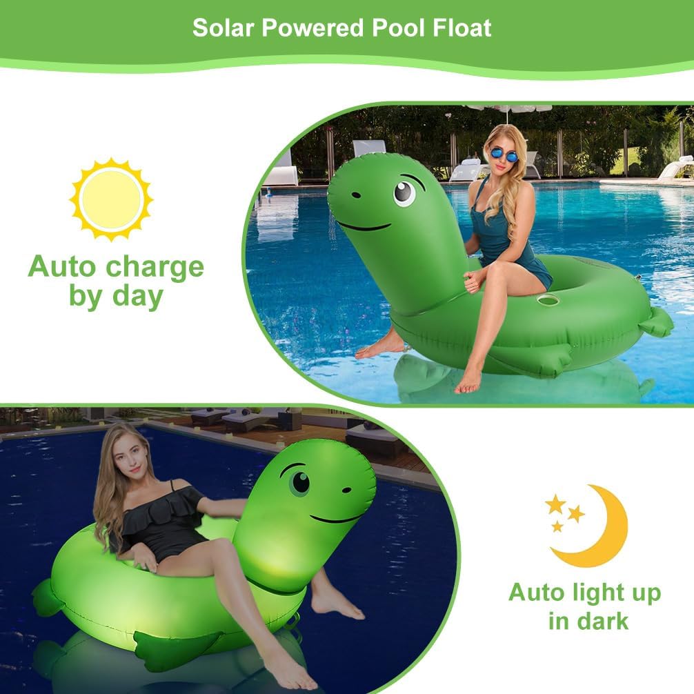 Flotador inflable de piscina con luz | Tortuga